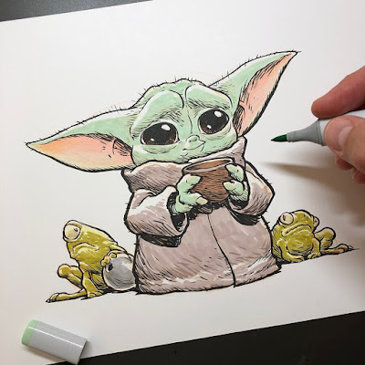 baby yoda drawing pictures