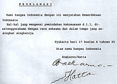 Teks Proklamasi Kemerdekaan Negara Indonesia