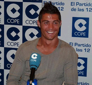 Cristiano attending an interview from Lisbon