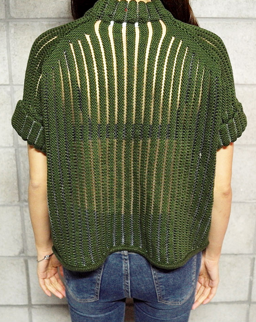 High-Neck See-Through Knit Top