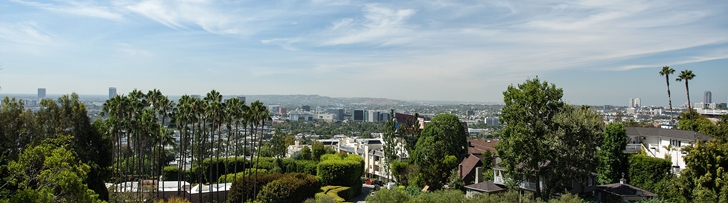 View from Sunset Plaza Drive modern mansion in Los Angeles