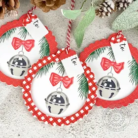 Sunny Studio Stamps: Scalloped Tag Dies Holiday Style Season's Greetings Christmas Gift Tags by Angelica Conrad