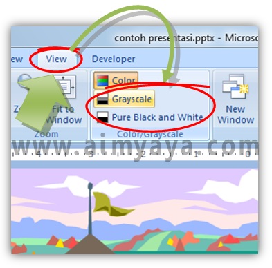  Gambar:  cara membuat tampilan slide hitam putih/grayscale di powerpoint