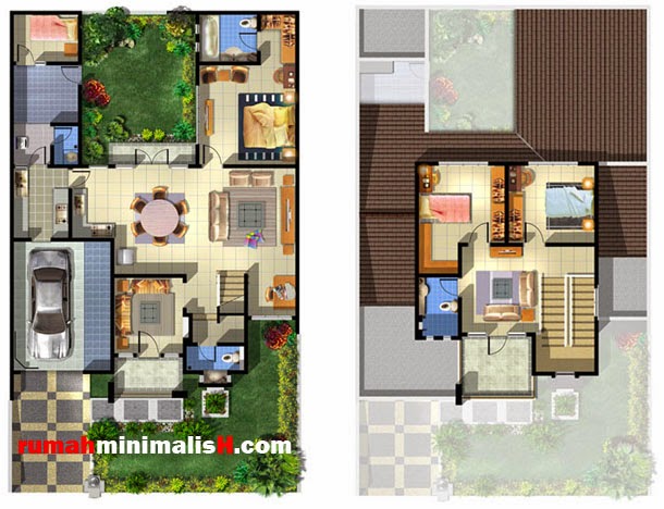  Desain  Rumah  Minimalis 2  Lantai  Dan  Denahnya  Gambar Foto 