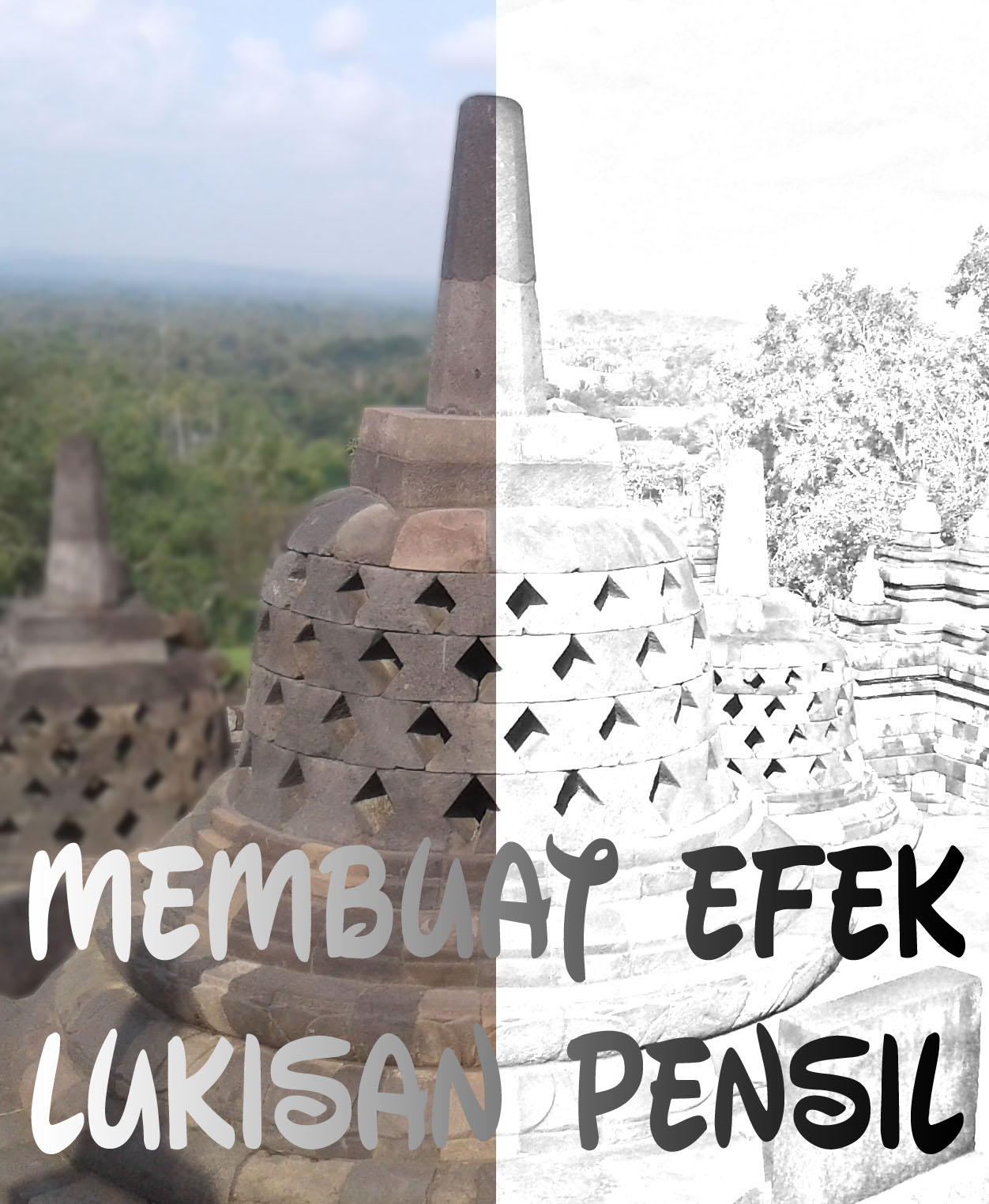 72 Gambar Sketsa Pensil Candi Borobudur Terlihat Keren Gambar
