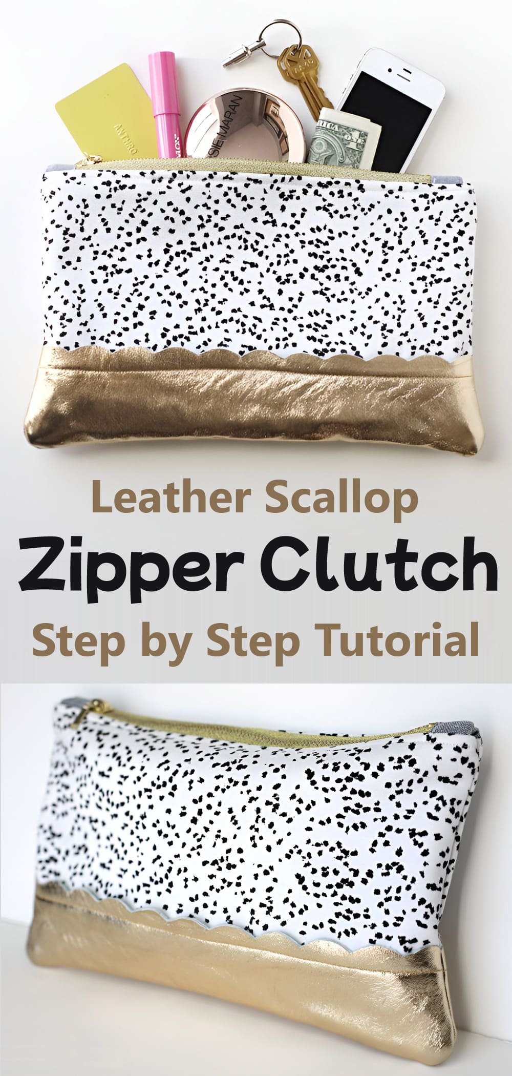 Leather Scallop Zipper Clutch Tutorial