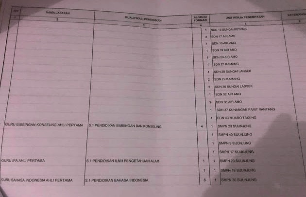 Formasi CPNS Kabupaten Sijunjung 2018