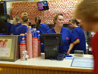 Crowded behind the DQ counter