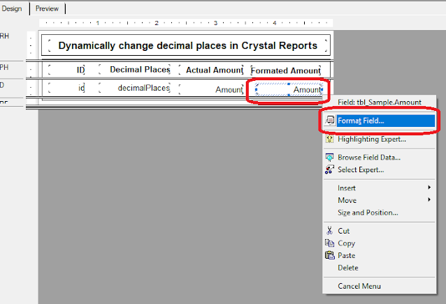 Dynamically change decimal places in Crystal Reports