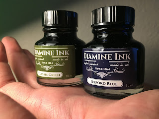 Diamine Classic Green ve Oxford Blue