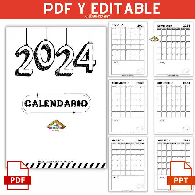 calendario 2024 para imprimir word