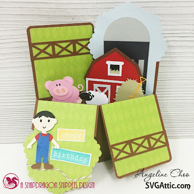 SVG Attic: Happy Farm Birthday with Angeline #svgattic #scrappyscrappy #boxcard #farm #birthday