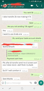 Airtime to cash transaction screenshot