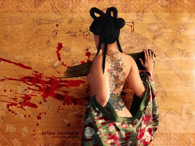 the girl in this wallpaper is show how the cool of tattoos art design back 