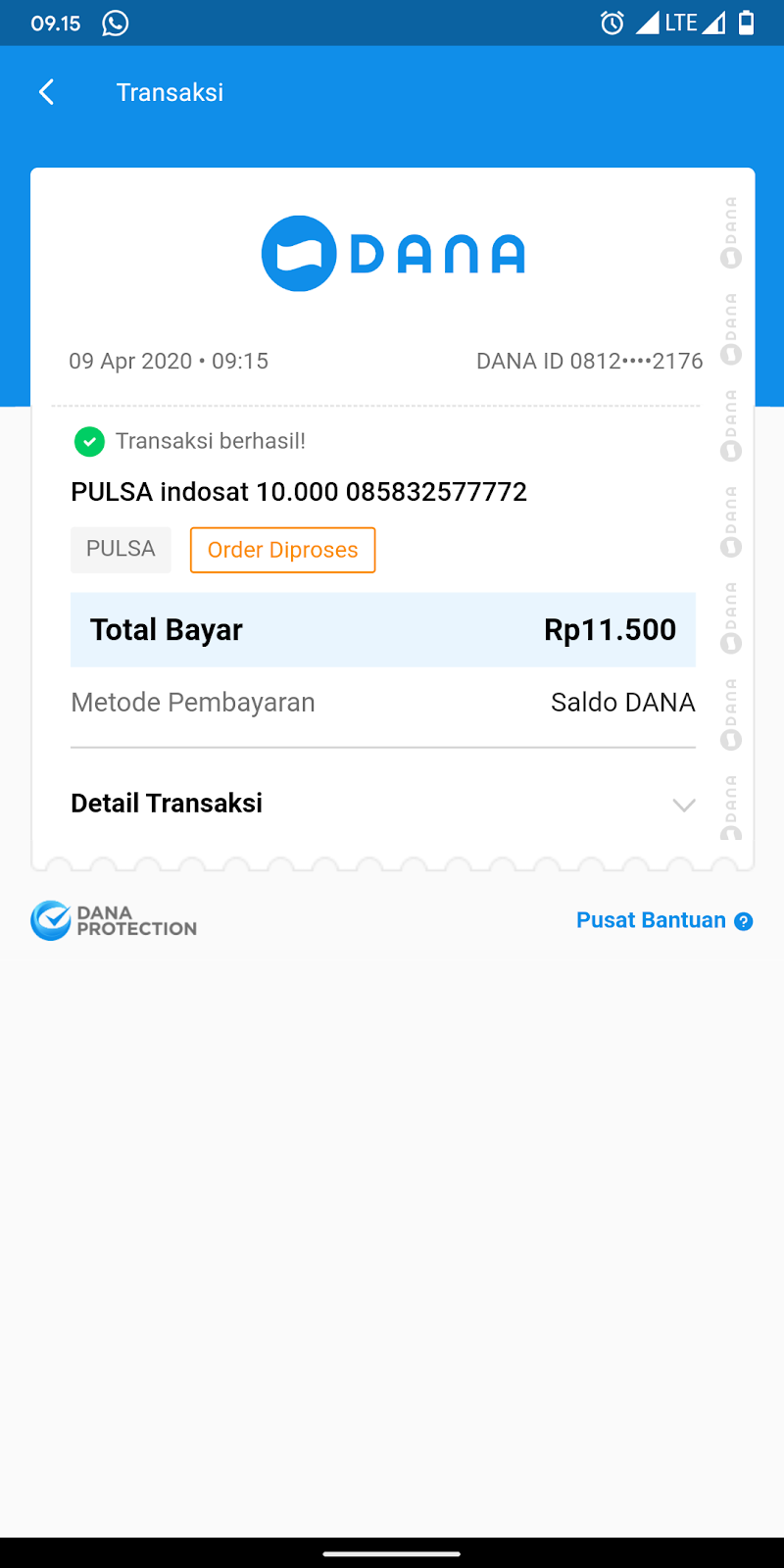 Panduan Cara Isi Ulang Beli Pulsa Online di Aplikasi Dana - Berbagi Tutorial