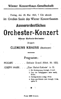 Joseph Marx Herbstsymphony - concert program by Clemens Krauss