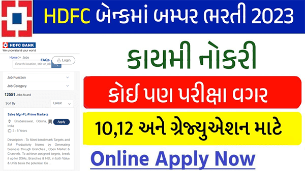 HDFC Bank Recruitment for 12551 Posts 2023