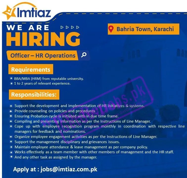 Postion of  Executive - HR Operations in imtaiz