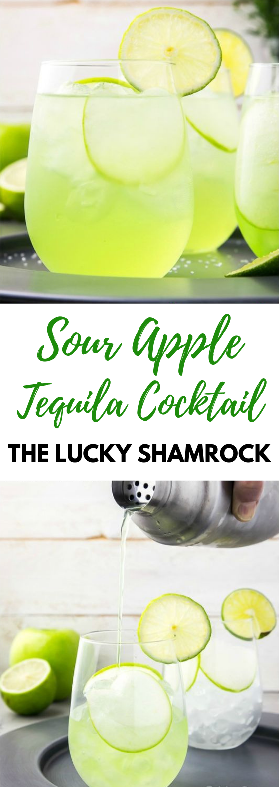 Sour Apple Tequila Cocktail – The Lucky Shamrock #Drink #Cocktail