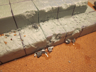 Adding battle damage to base for Warhammer 40k Terrain Project