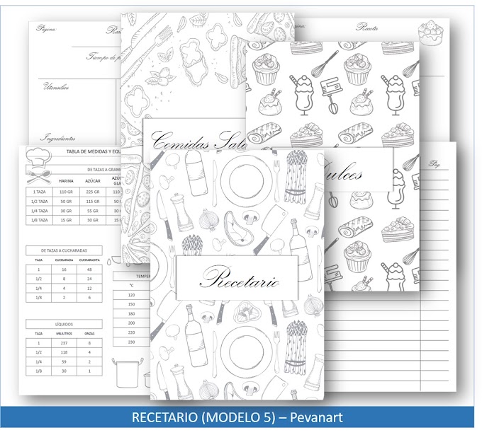 Recetario - Modelo 5 (Tamaño Carta, Apto para Coser)