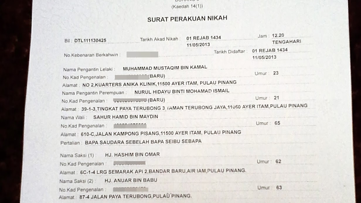 Surat Akuan Sumpah Sijil Nikah Hilang