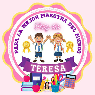 PIN de Maestra con nombre Teresa - Diseño 3 gratis