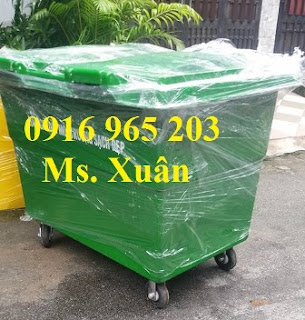 Thùng rác nhựa composite 660l 4 bánh xe