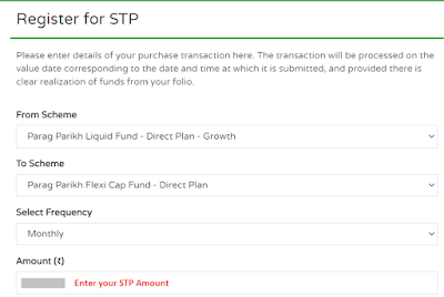 How To Start STP in PPFAS Mutual Fund