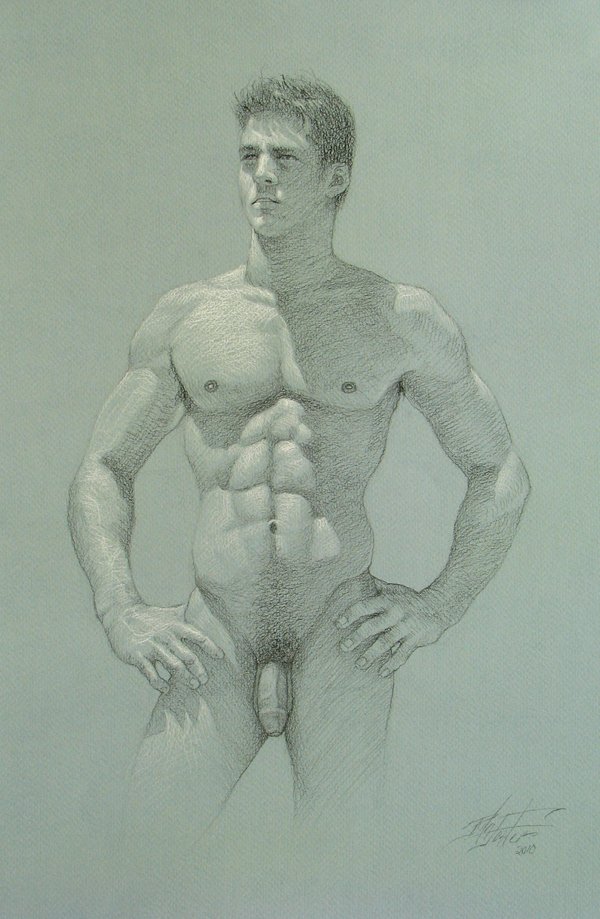 Realistic drawings of nude male models