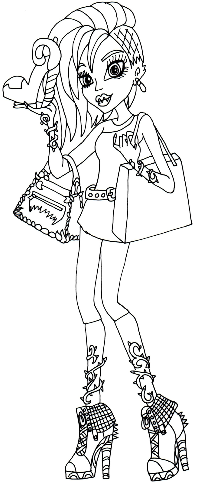Free printable monster high coloring page for Venus McFlytrap in her I love fashion outfit