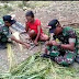 TNI membantu membuat sapu lidi