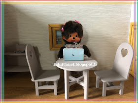 table en bois, handmade, fait main, kiki, monchhichi, miniature, meuble
