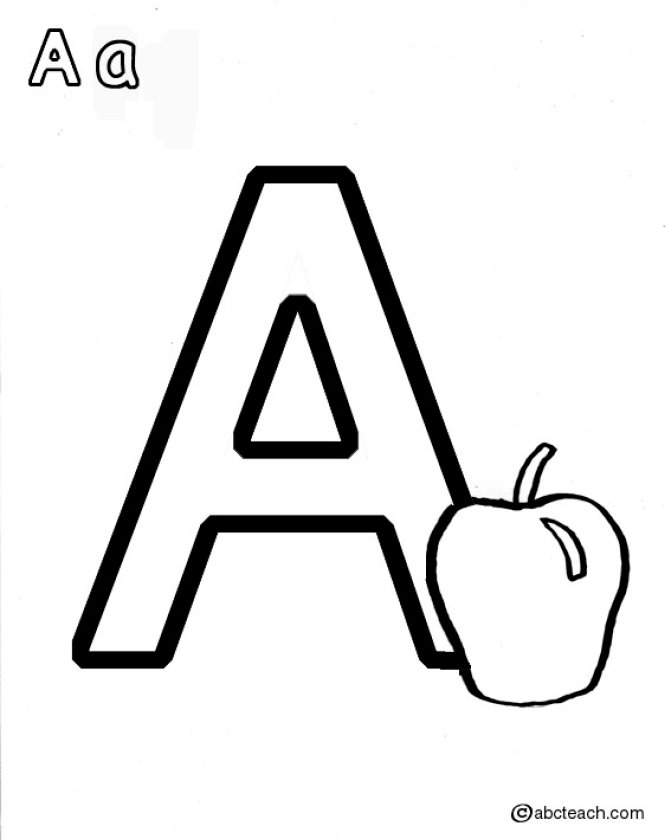 Download Coloring & Activity Pages: "Aa" Apple Coloring Page