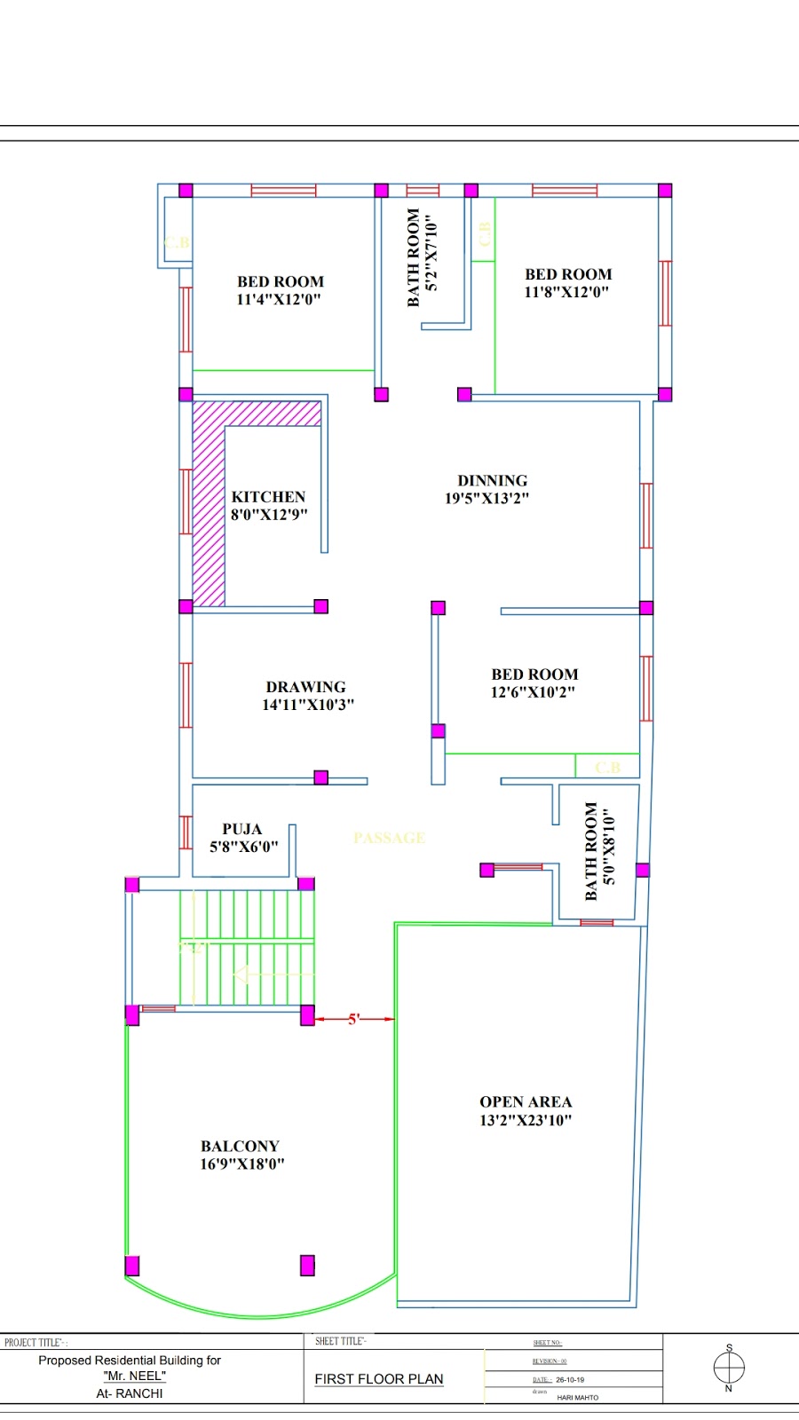 Awesome House Plans 28 X 50 North Face 4 Bedroo House Plan Map Naksha With 3d Front Elevation Design