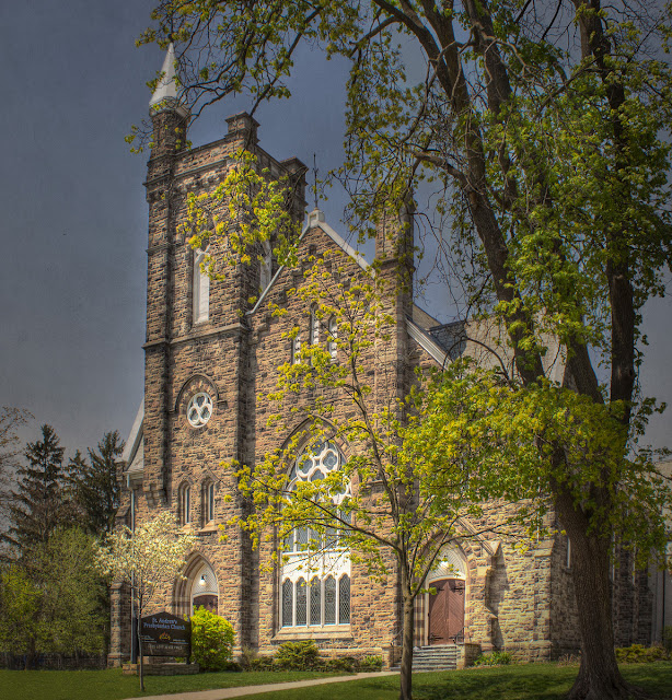 St.Andrew's Presbyterian Church in spring, Brampton, Ontario. Photographed by Holly Cawfield.