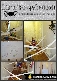 such a fun idea for a Halloween game! Can you get through the spider's web without touching the sticky web?