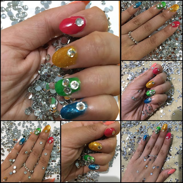 how to do chic Gem Nails for party or festive look: DIY Tutorial