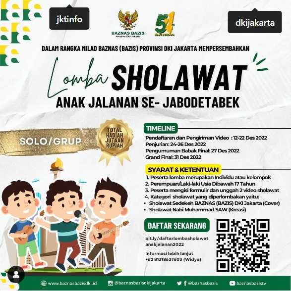 Lomba Sholawat Anak Jalanana Jabotabek Milad Baznas DKI Jakarta ke 54