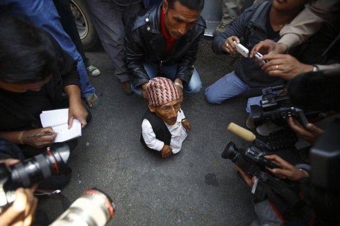 The Shortest adult human ever recorded after measuring his height three times in 24 hours. The chief editor of Guinness Book of World Records said that Chandra is the only person in Guinness' 57 years history to record the title of the shortest man at the age of 73.