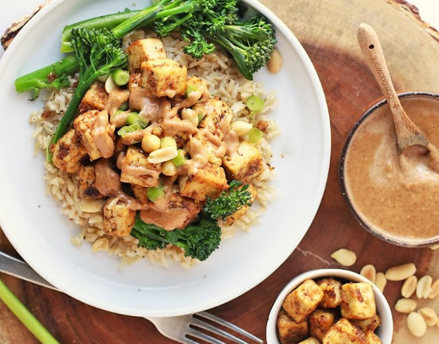 Peanut Tofu with Coconut Rice #vegan #recipes