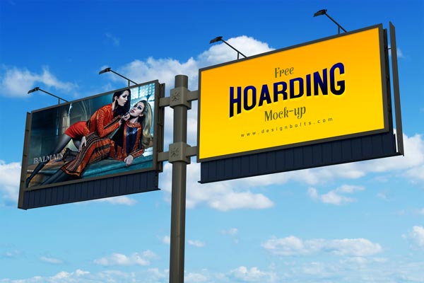 Free Frontlit Outdoor Advertising Hoarding Mockup PSD