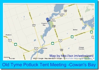 Old Tyme Tent Meeting Map