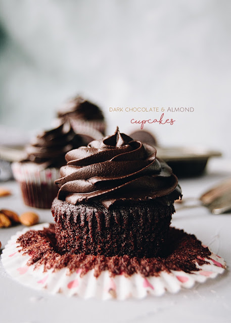 dark chocolate and almond cupcakes