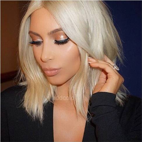 Kim Kardashian 10A Human Hair Wigs Instock Blonde Color Straight & Wavy Bob Wigs-Price: $160.14 