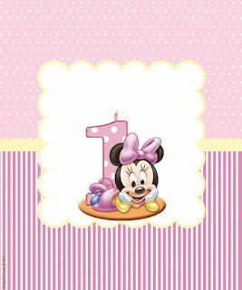 Minnie First Year in Pink: Free Printable Candy Bar Labels. 