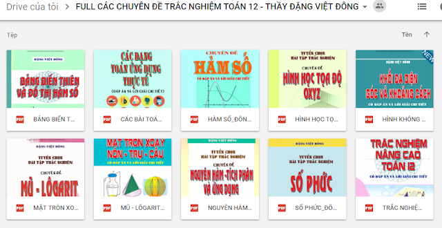 Đặng Việt Đông 10 Cuốn Sách Các Chuyên Đề Trắc Nghiệm Toán 12