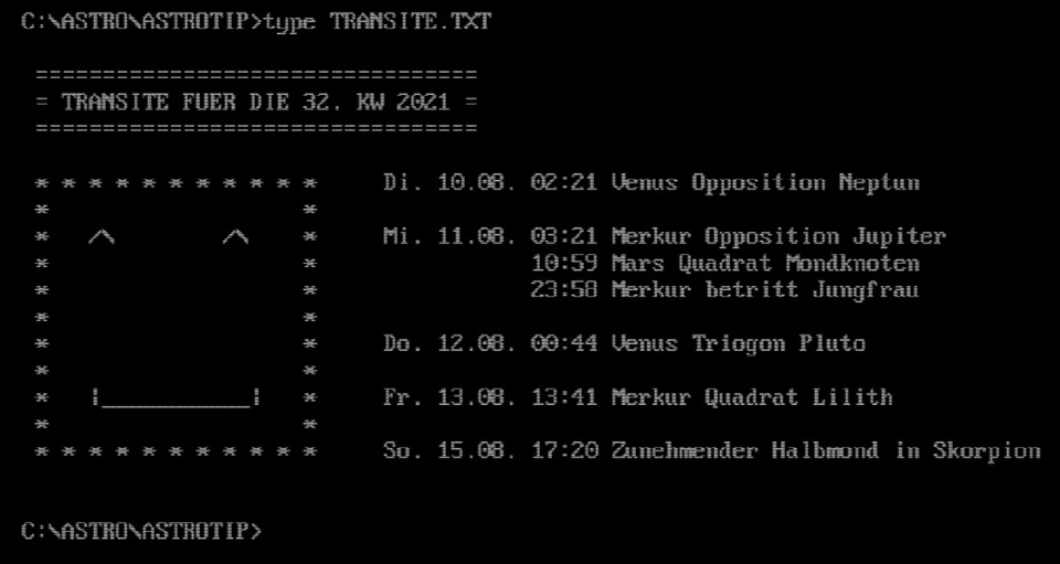 Transitaspekte für diese Kalenderwoche