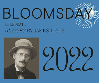 Banner image says Bloomsday 2022 Celebrate Ulysses by James Joyce with a small image of the author