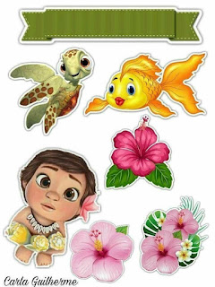 Baby Moana: Free Printable Cake Toppers.